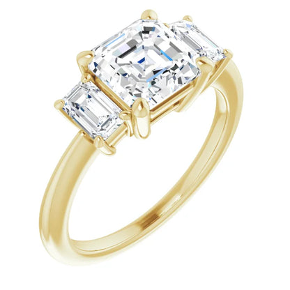 Asscher Accent Engagement Ring