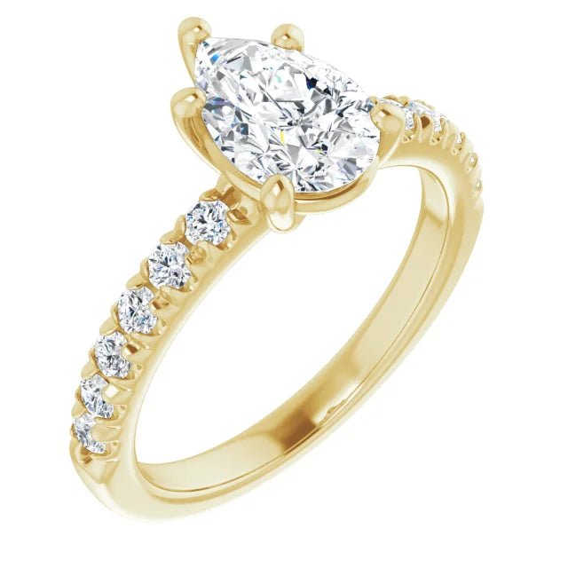 Pear Five Claw Set Style Engagement Ring