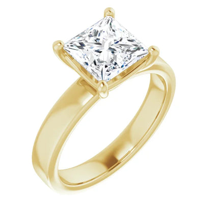 Princess Wide Band Solitaire Engagement Ring