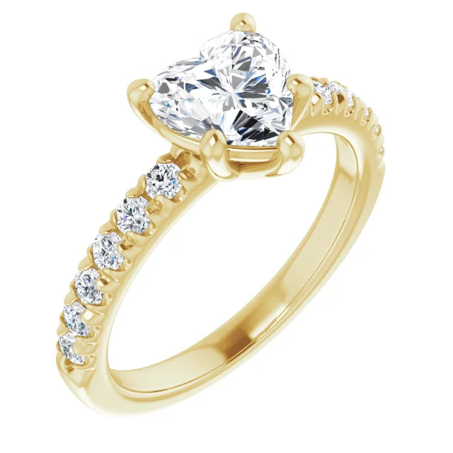 Heart Five Claw Set Style Engagement Ring