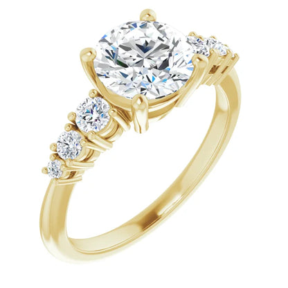 Round Brilliant Multi Stone Accent Style Engagement Ring