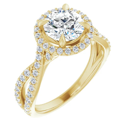 Round Brilliant Twist Halo Style Engagement Ring