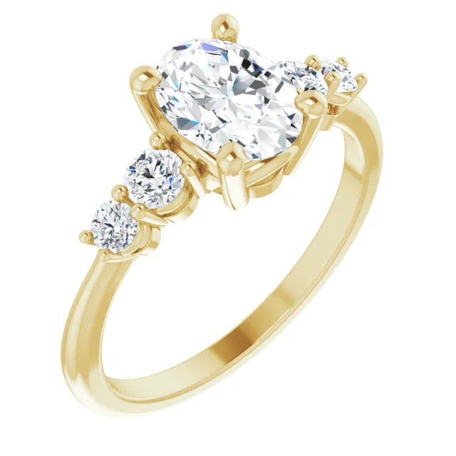 Oval Multi Stone Accent Style Engagement Ring