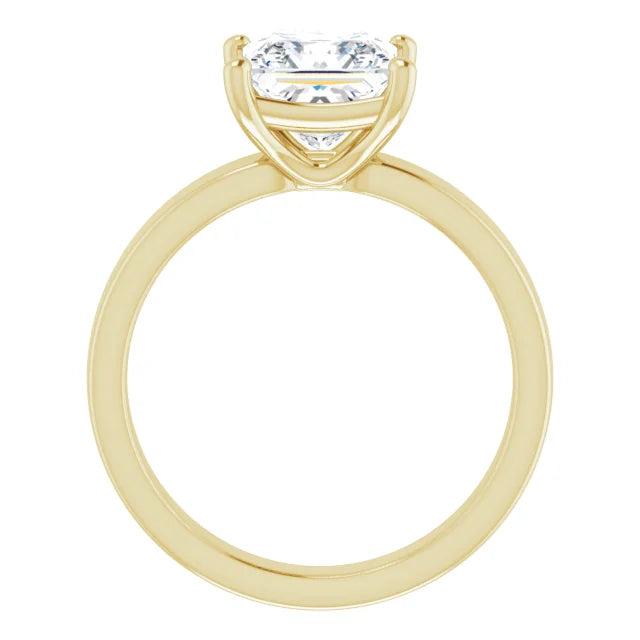 Princess Wide Band Solitaire Engagement Ring