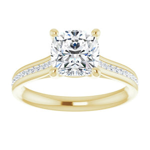 Cushion & Diamond Band Engagement Ring