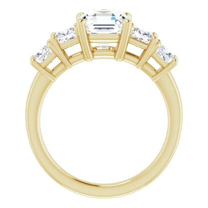 Asscher Multi Stone Accent Style Engagement Ring