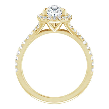 Pear Twist Halo Style Engagement Ring