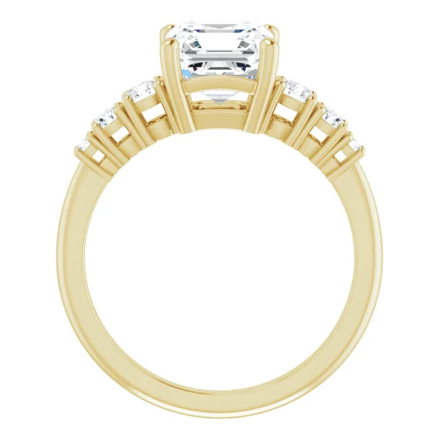 Asscher Multi Stone Accent Style Engagement Ring