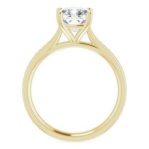 Cushion & Diamond Band Engagement Ring