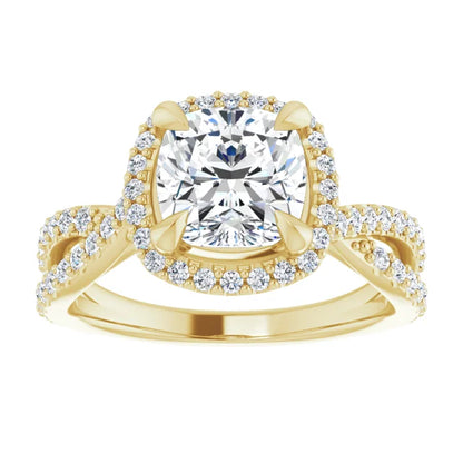 Cushion Twist Halo Style Engagement Ring