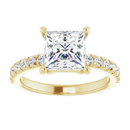 Princess Four Claw Set Style Engagement Ring