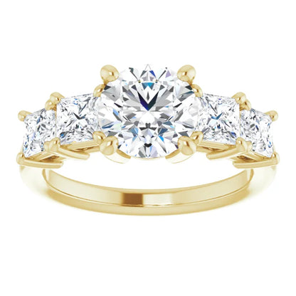 Round Brilliant Multi Stone Accent Style Engagement Ring