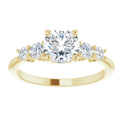 Round Brilliant Multi Stone Accent Style Engagement Ring