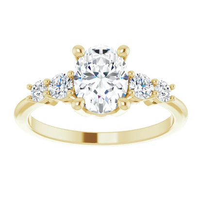 Oval Multi Stone Accent Style Engagement Ring