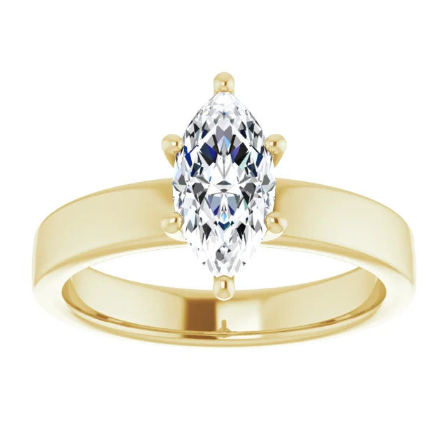 Marquise Wide Band Solitaire Engagement Ring