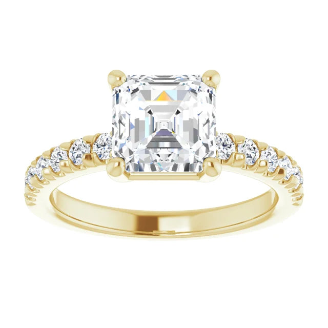 Asscher Four Claw Set Style Engagement Ring