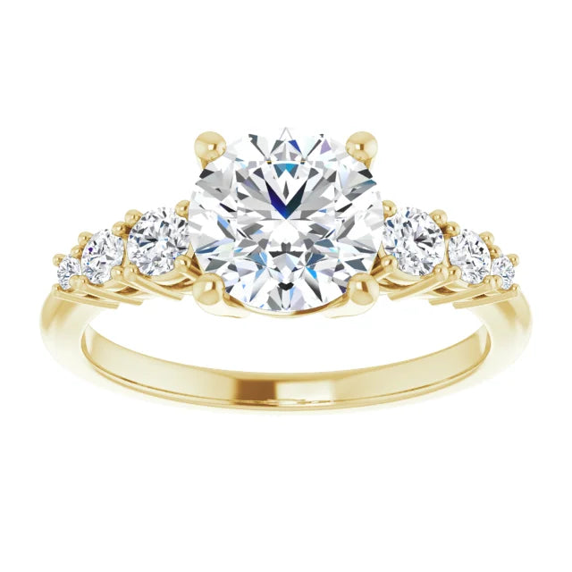 Round Brilliant Multi Stone Accent Style Engagement Ring