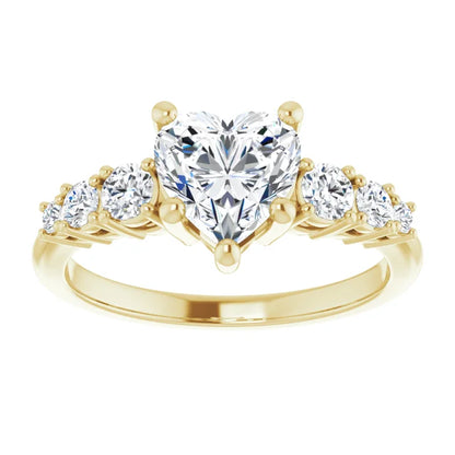 Heart Multi Stone Accent Style Engagement Ring