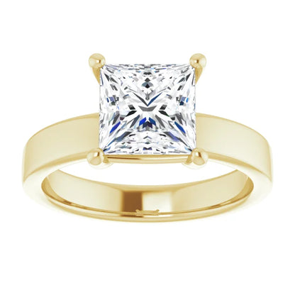 Princess Wide Band Solitaire Engagement Ring