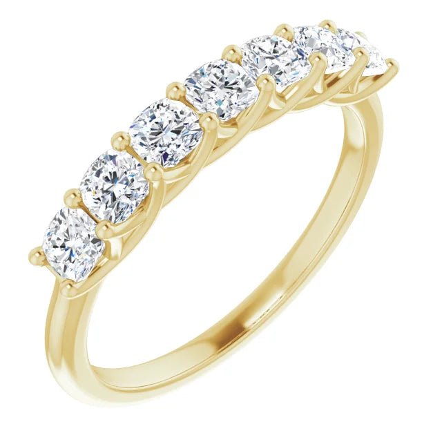 Seven Stone Cushion Cut Diamond Anniversary Band