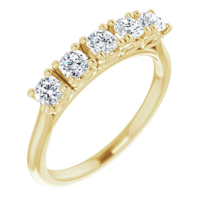 Five Stone Cushion Cut Lab Diamond Anniversary Band