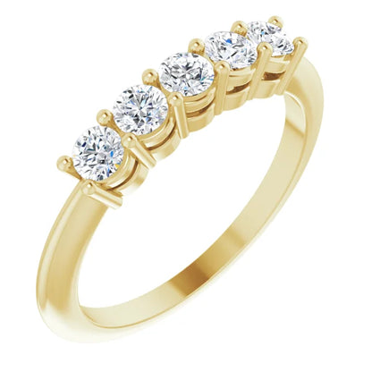 Five Stone Round Brilliant Lab Diamond Anniversary Band