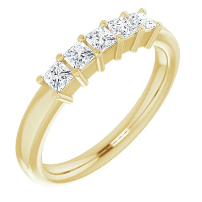 Five Stone Princess Cut Lab Diamond Anniversary Band