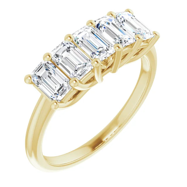 Five Stone Emerald Cut Diamond Anniversary Band