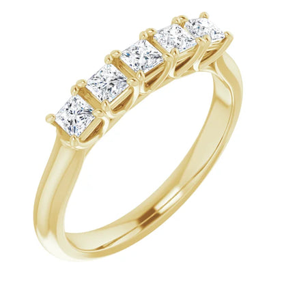 Five Stone Princess Cut Lab Diamond Anniversary Band