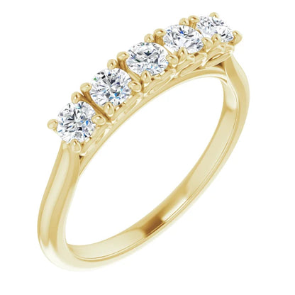 Five Stone Round Brilliant Lab Diamond Anniversary Band