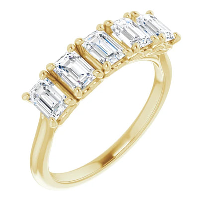 Five Stone Emerald Cut Lab Diamond Anniversary Band