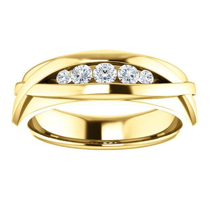 Men's Diamond Wedding Band - I Heart Moissanites