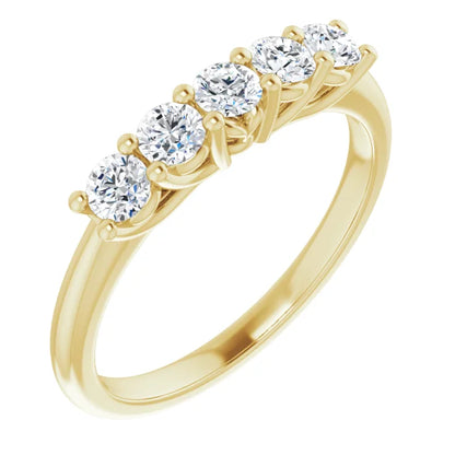 Five Stone Round Brilliant Lab Diamond Anniversary Band