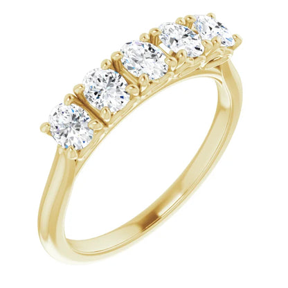 Five Stone Oval Cut Lab Diamond Anniversary Band