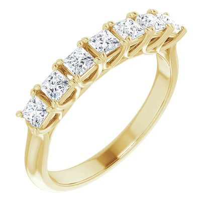 Seven Stone Princess Cut Lab Diamond Anniversary Band