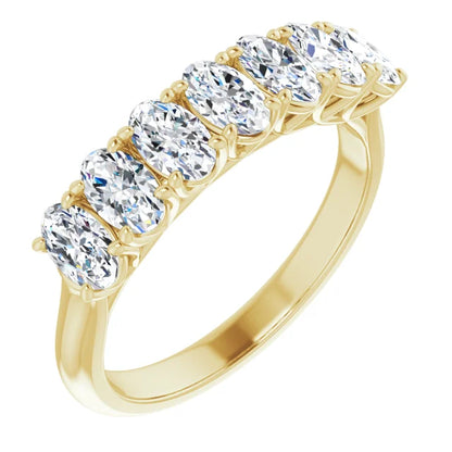 Seven Stone Oval Cut Lab Diamond Anniversary Band