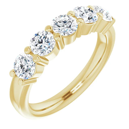 Five Stone Round Brilliant Lab Diamond Anniversary Band