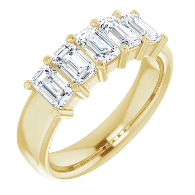 Five Stone Emerald Cut Lab Diamond Anniversary Band