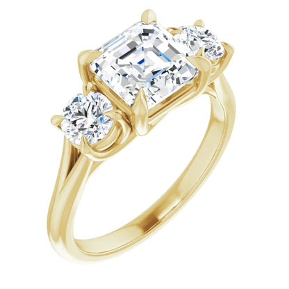 Asscher Accent Engagement Ring