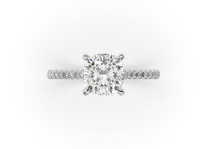 Cushion Hidden Halo Engagement Ring