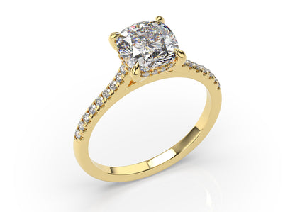 Cushion Hidden Halo Engagement Ring