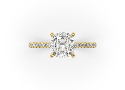 Cushion Hidden Halo Engagement Ring