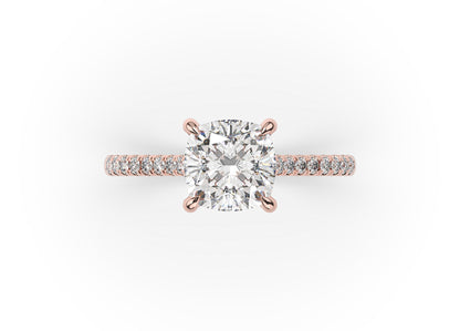 Cushion Hidden Halo Engagement Ring