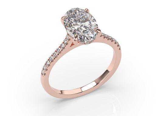 Oval Rose Gold Hidden Halo Engagement Ring
