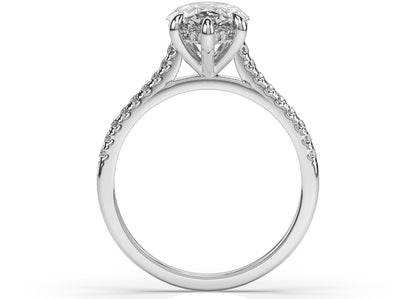 Pear Five Claw Hidden Halo Engagement Ring