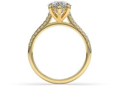 Pear Five Claw Hidden Halo Engagement Ring