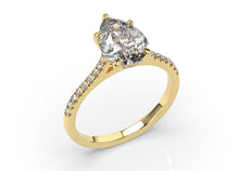 Pear Five Claw Hidden Halo Engagement Ring