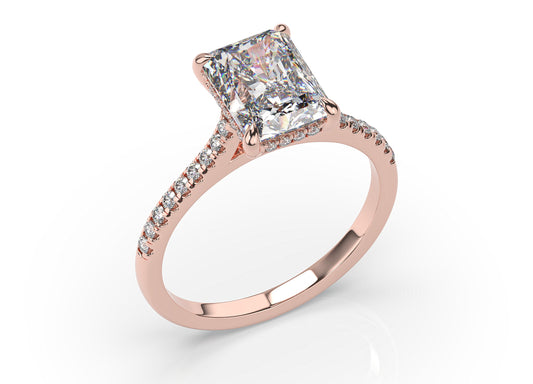 Radiant Rose Gold Hidden Halo Engagement Ring