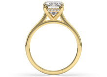 Emerald Hidden Halo Thin Band Engagement Ring