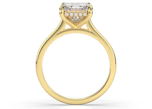 Princess Hidden Halo Thin Band Engagement Ring